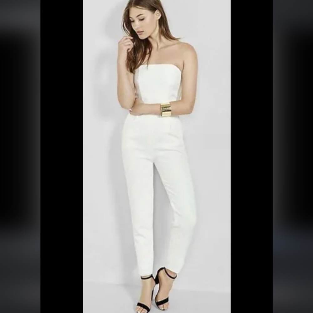 Express Strapless Whote Jumpsuit